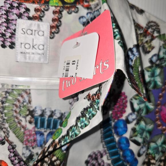 Sara Roka Poplin Maxi Shirt Dress Jewel Paisley Print Cotton Colorful 8 NWT - Picture 7 of 13